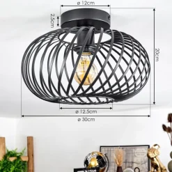 Lampes Vintages & Rétros-hofstein Plafonnier Oravi Noir, 1 lumière