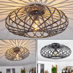 Lampes Vintages & Rétros-hofstein Plafonnier Oravi Noir, 1 lumière