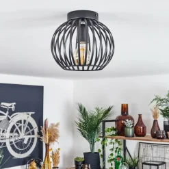 Lampes Industrielles-hofstein Plafonnier Oravi Noir, 1 lumière