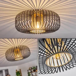 Lampes Dorées-hofstein Plafonnier Oravi Noir doré, 1 lumière