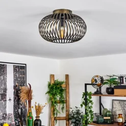 Lampes Dorées-hofstein Plafonnier Oravi Noir doré, 1 lumière