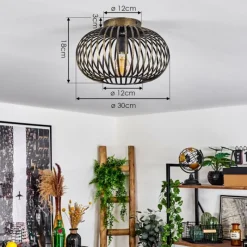 Lampes Dorées-hofstein Plafonnier Oravi Noir doré, 1 lumière