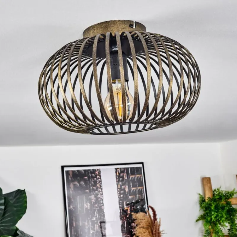 Lampes Dorées-hofstein Plafonnier Oravi Noir doré, 1 lumière