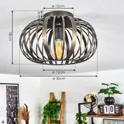 Lampes Dorées-hofstein Plafonnier Oravi Noir doré, 1 lumière