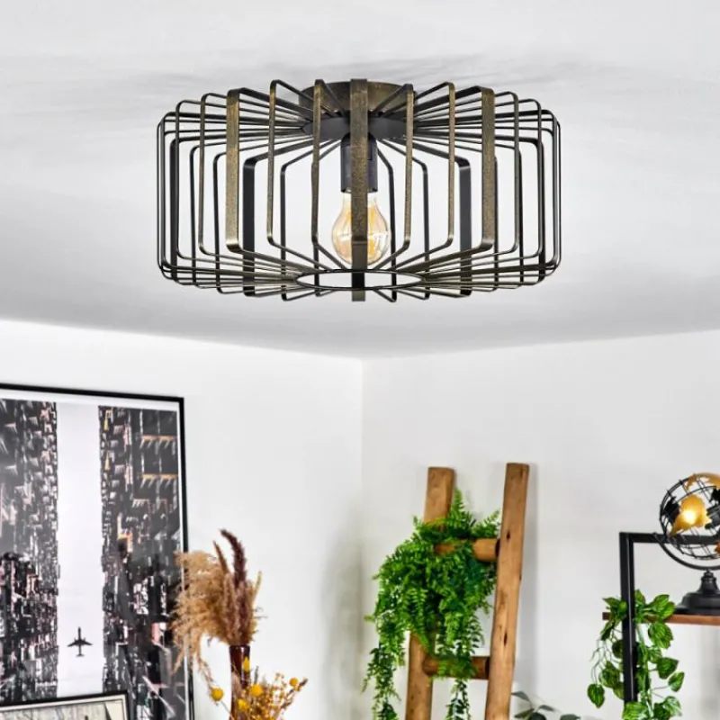 Lampes Dorées-hofstein Plafonnier Oravi Noir doré, 1 lumière