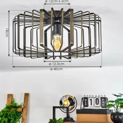 Lampes Dorées-hofstein Plafonnier Oravi Noir doré, 1 lumière