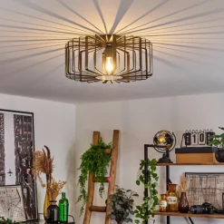 Lampes Dorées-hofstein Plafonnier Oravi Noir doré, 1 lumière