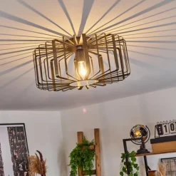 Lampes Dorées-hofstein Plafonnier Oravi Noir doré, 1 lumière