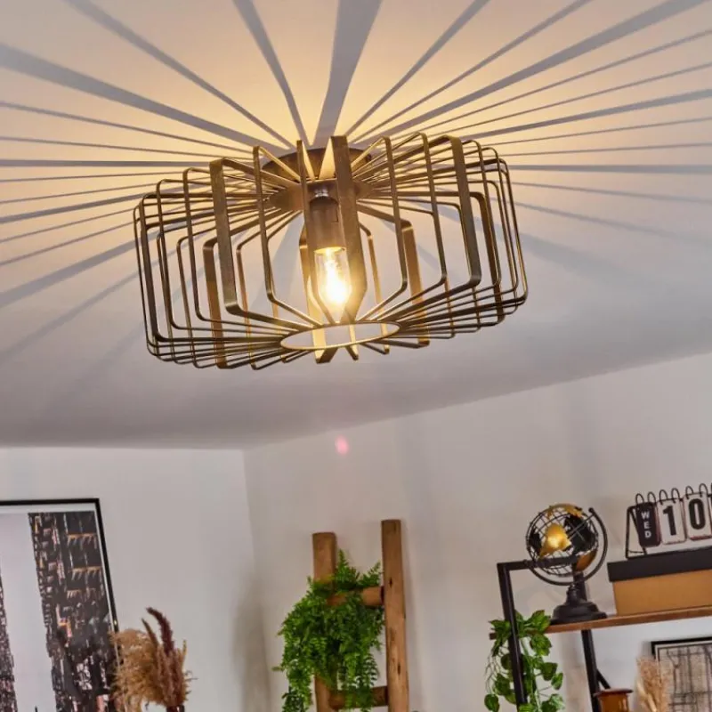 Lampes Dorées-hofstein Plafonnier Oravi Noir doré, 1 lumière