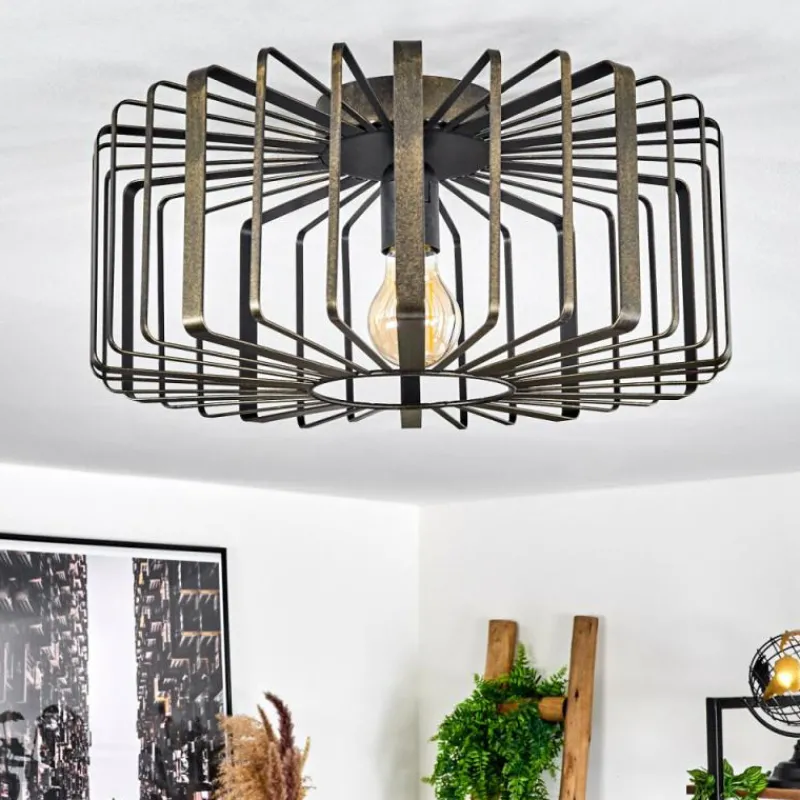 Lampes Dorées-hofstein Plafonnier Oravi Noir doré, 1 lumière