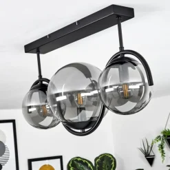 Suspension Verre Fumé-hofstein Plafonnier Orieux Noir, 3 lumières