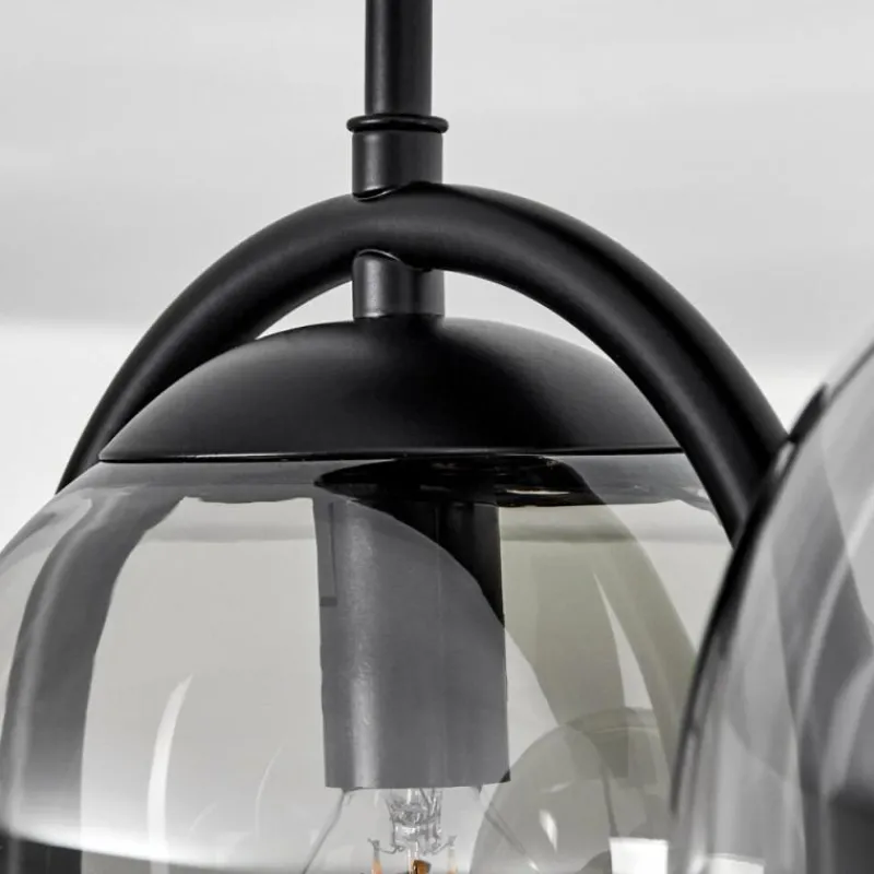 Suspension Verre Fumé-hofstein Plafonnier Orieux Noir, 3 lumières