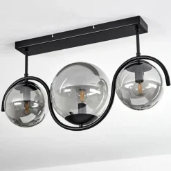 Suspension Verre Fumé-hofstein Plafonnier Orieux Noir, 3 lumières
