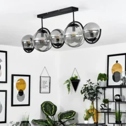 Suspension Verre Fumé-hofstein Plafonnier Orieux Noir, 5 lumières