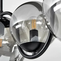 Suspension Verre Fumé-hofstein Plafonnier Orieux Noir, 5 lumières