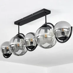 Suspension Verre Fumé-hofstein Plafonnier Orieux Noir, 5 lumières