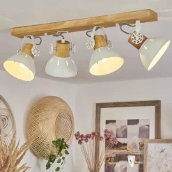 Luminaires Scandinaves-hofstein Plafonnier Orny Écru, Blanc, 4 lumières