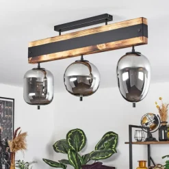 Suspension Verre Fumé-hofstein Plafonnier Pedreles Écru, Noir, 3 lumières