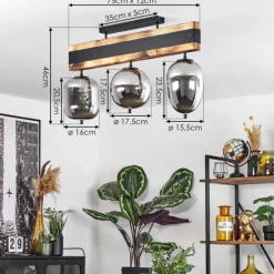 Suspension Verre Fumé-hofstein Plafonnier Pedreles Écru, Noir, 3 lumières