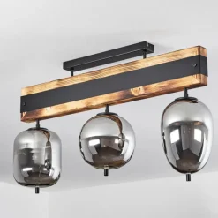 Suspension Verre Fumé-hofstein Plafonnier Pedreles Écru, Noir, 3 lumières