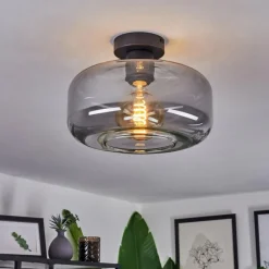 Suspension Verre Fumé-hofstein Plafonnier Pedreles Fumé, 1 lumière