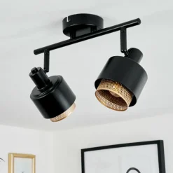 Lampes Dorées-hofstein Plafonnier Pegos Noir, 2 lumières