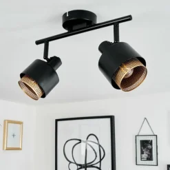Lampes Dorées-hofstein Plafonnier Pegos Noir, 2 lumières