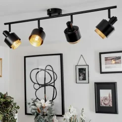 Lampes Dorées-hofstein Plafonnier Pegos Noir, 4 lumières