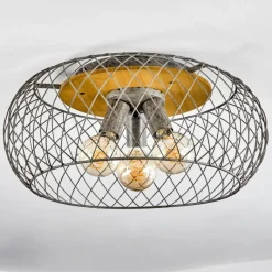 Lampes Vintages & Rétros-hofstein Plafonnier Pinsaguel Gris, Bois foncé, 3 lumières