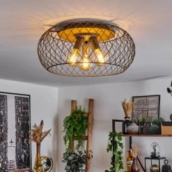 Lampes Vintages & Rétros-hofstein Plafonnier Pinsaguel Gris, Bois foncé, 3 lumières