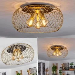 Lampes Industrielles-hofstein Plafonnier Pinsaguel Laiton, Noir, 3 lumières