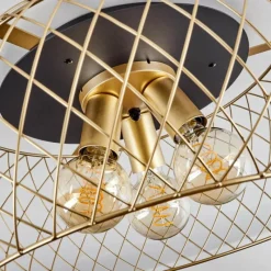 Lampes Industrielles-hofstein Plafonnier Pinsaguel Laiton, Noir, 3 lumières