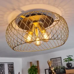 Lampes Industrielles-hofstein Plafonnier Pinsaguel Laiton, Noir, 3 lumières