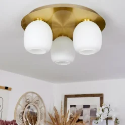 hofstein Plafonnier Pintacura Laiton, 3 lumières