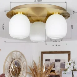 hofstein Plafonnier Pintacura Laiton, 3 lumières