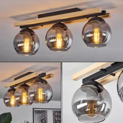 Luminaires Scandinaves-hofstein Plafonnier Podre Bois clair, Noir, 3 lumières