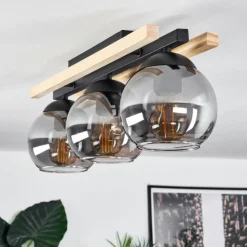 Luminaires Scandinaves-hofstein Plafonnier Podre Bois clair, Noir, 3 lumières