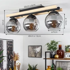 Luminaires Scandinaves-hofstein Plafonnier Podre Bois clair, Noir, 3 lumières