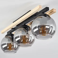 Luminaires Scandinaves-hofstein Plafonnier Podre Bois clair, Noir, 3 lumières