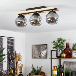 Luminaires Scandinaves-hofstein Plafonnier Podre Bois clair, Noir, 3 lumières