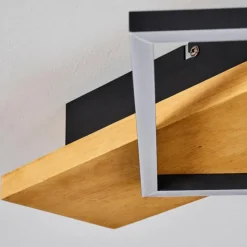 Luminaires Scandinaves-hofstein Plafonnier Pompu LED Bois clair, Noir, 1 lumière
