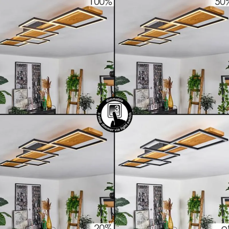 hofstein Plafonnier Pompu LED Écru, Noir, 1 lumière