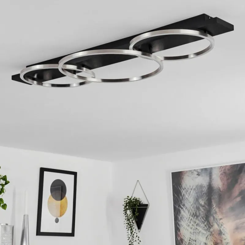 hofstein Plafonnier Pompu LED Noir, 3 lumières