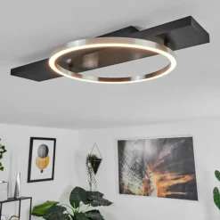 Lampes En Bois-hofstein Plafonnier Pompu LED Noir, 1 lumière