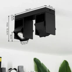 hofstein Plafonnier Prassinet Noir, 2 lumières