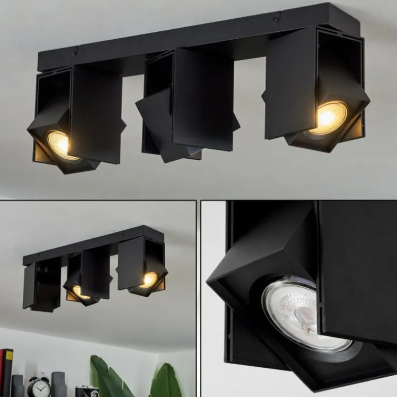 hofstein Plafonnier Prassinet Noir, 3 lumières