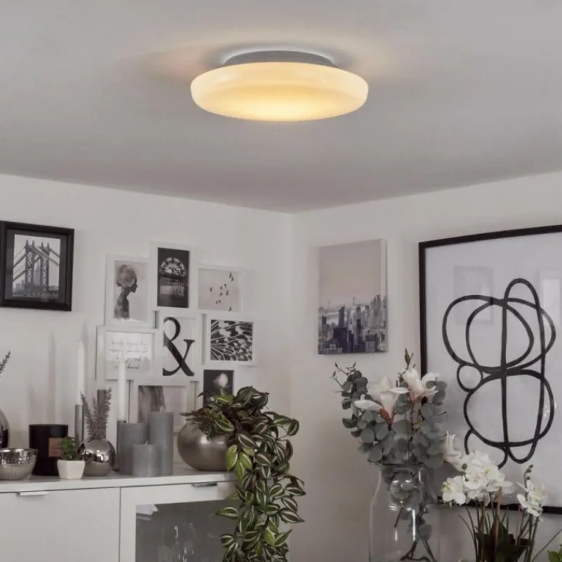 hofstein Plafonnier Ral LED Argenté, Blanc, 1 lumière, Télécommandes, Changeur de couleurs
