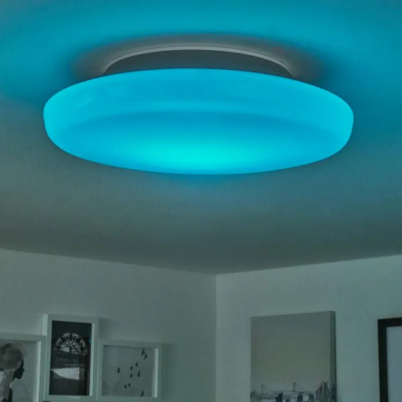 hofstein Plafonnier Ral LED Argenté, Blanc, 1 lumière, Télécommandes, Changeur de couleurs