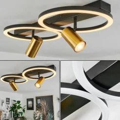 hofstein Plafonnier Reboleiro LED Noir, 3 lumières* Éclairage Led