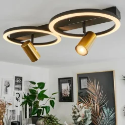 hofstein Plafonnier Reboleiro LED Noir, 3 lumières* Éclairage Led